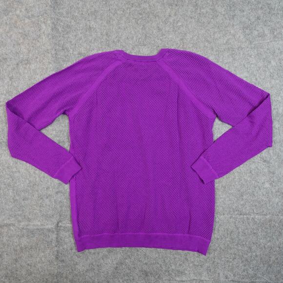 Ralph Lauren Sweater Women Large Active Raglan Sleeve Purple Knit Mesh Crew Neck - Picture 2 of 8